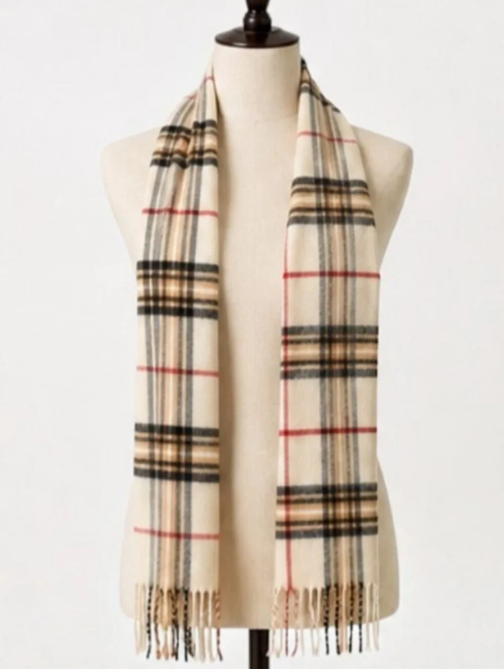 V Fraas Casmink Plaid Scarf 70 x 10 Made in Germany
